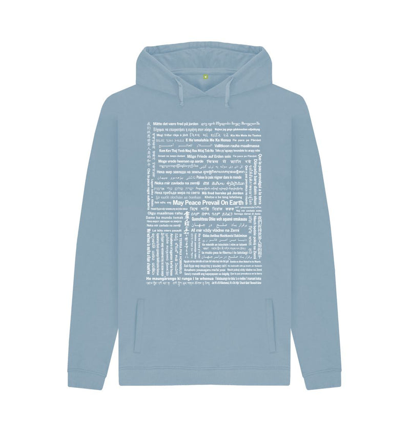Stone Blue May Peace Prevail On Earth Hoodie (Unisex) in 90 Languages