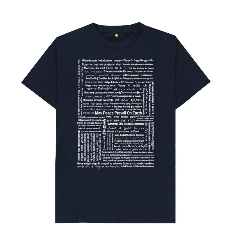 Navy Blue May Peace Prevail On Earth T-shirt (Unisex) in 90 Languages